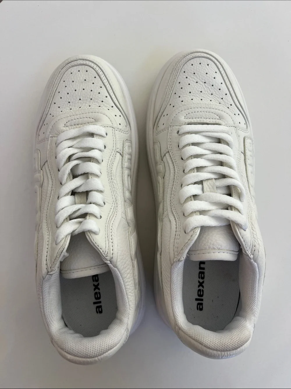 Alexander Wang optic white leather puff lace up sneakers size 41